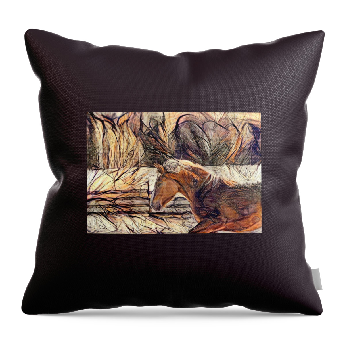 Palomino Throw Pillow featuring the digital art Young Prince 1 by Listen To Your Horse
