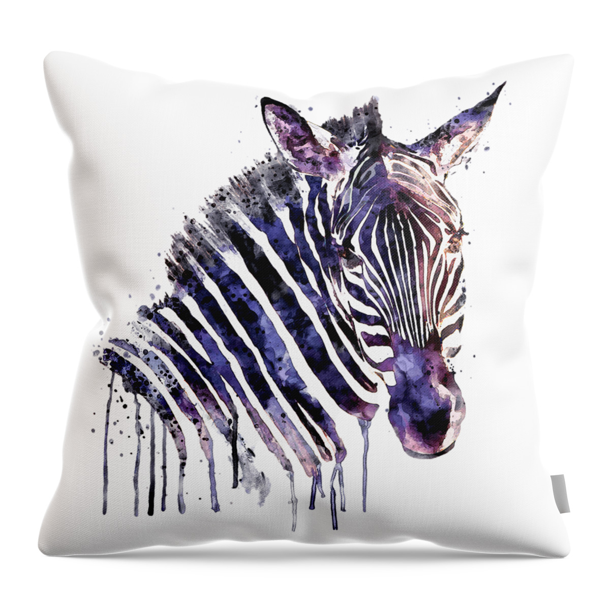 Zebra Head Throw Pillow featuring the painting Zebra Head by Marian Voicu