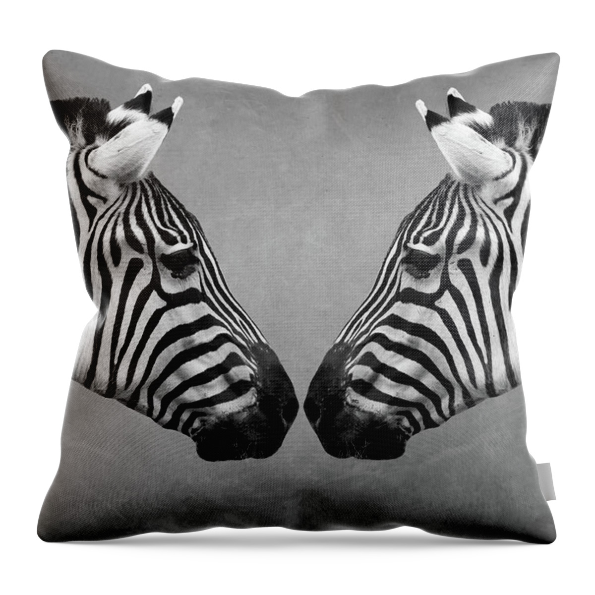 Zebra Throw Pillow featuring the digital art Zebra Twins by Marjolein Van Middelkoop