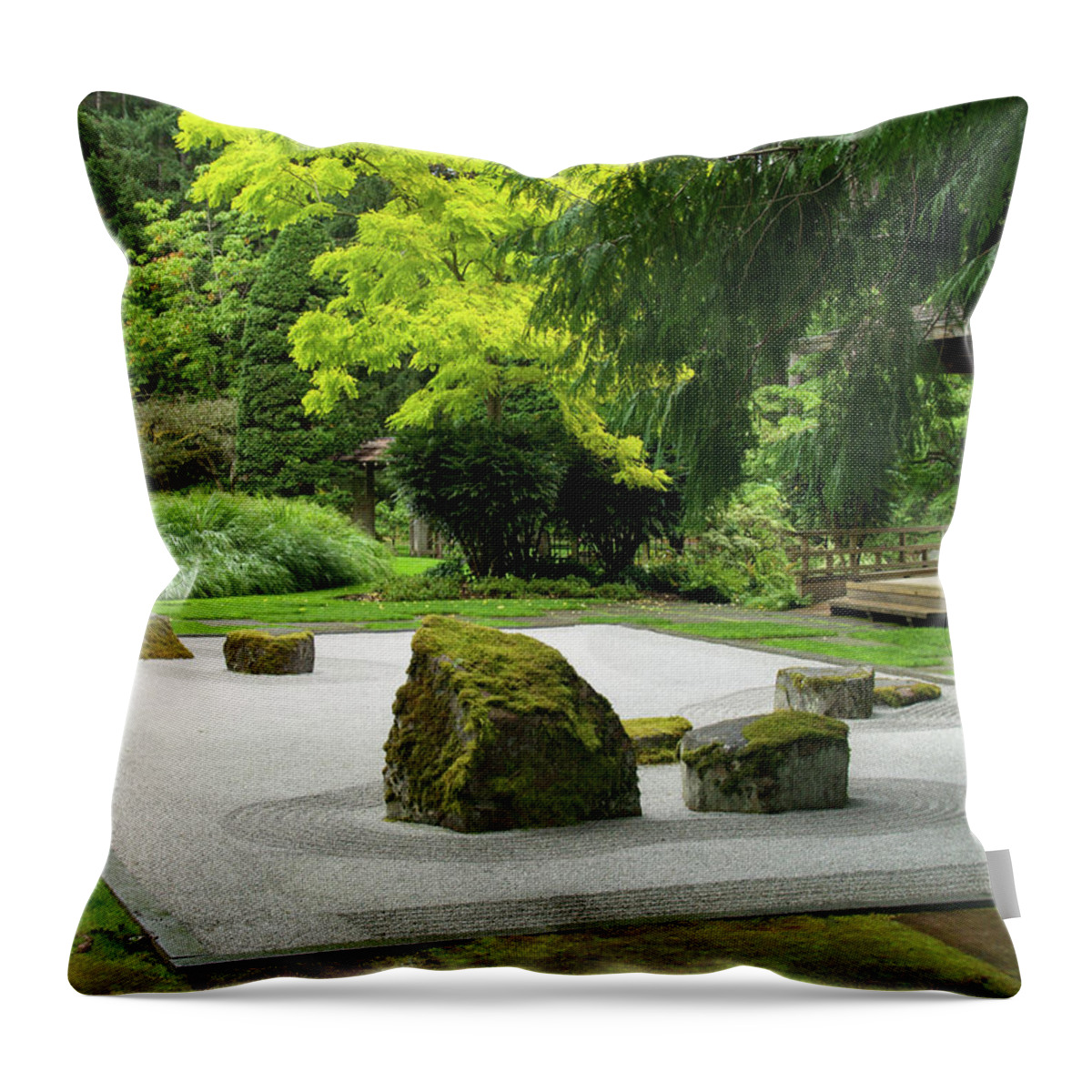 Seattle Throw Pillow featuring the photograph Zen Garden by Grey Coopre