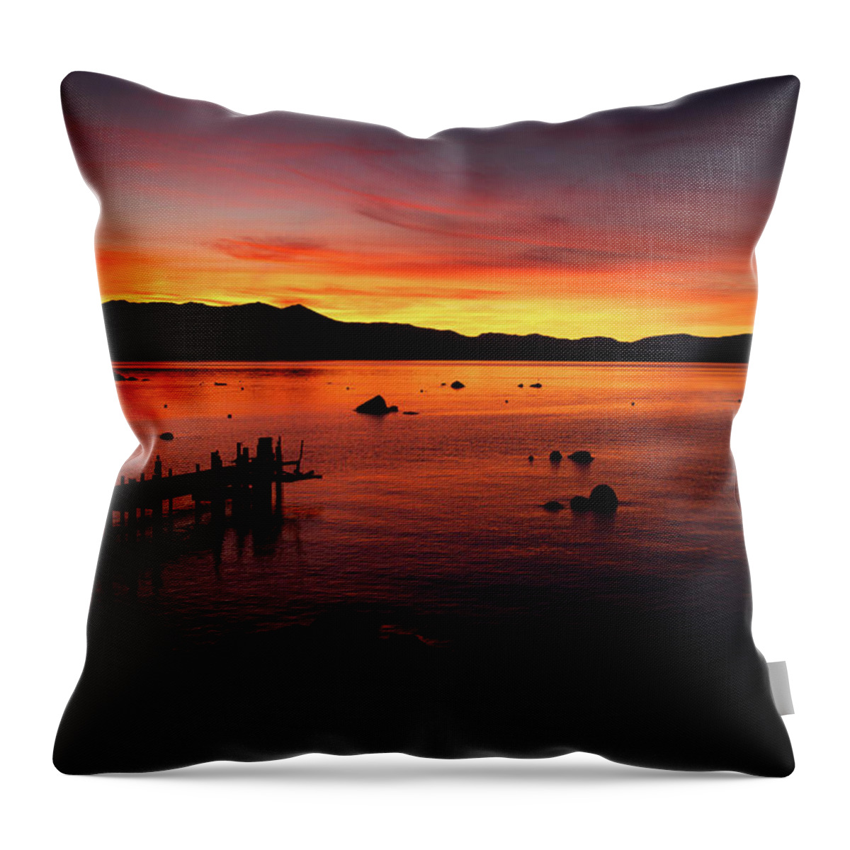 Landscape Throw Pillow featuring the photograph Zephyr Cove Sunset by Aileen Savage