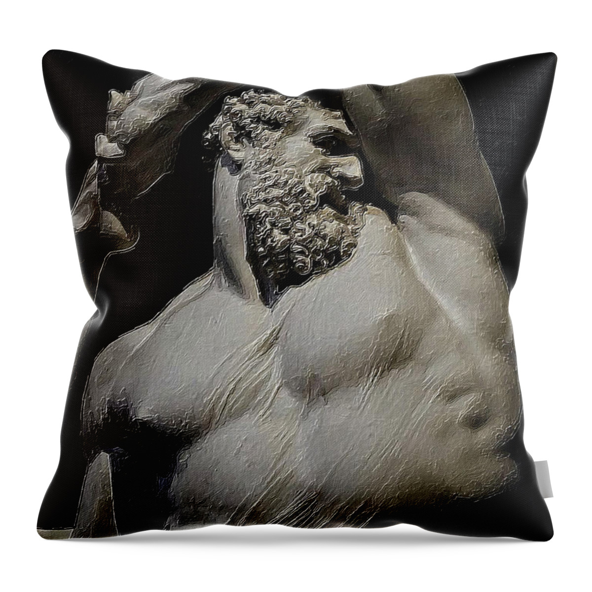 Broken Throw Pillow featuring the painting Zeus Statue by Tony Rubino