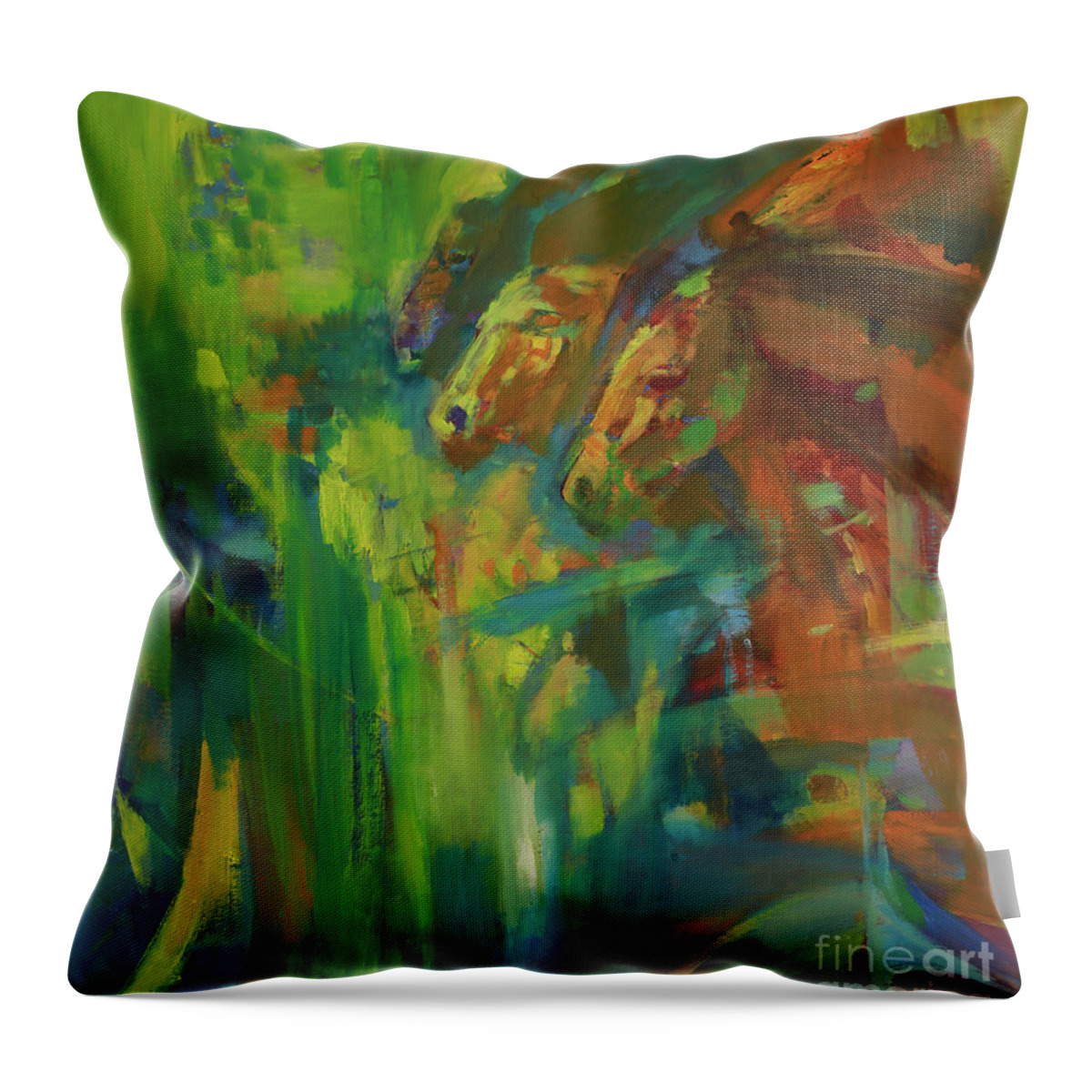 Mongolian Throw Pillow featuring the painting Zohiomj by Tumurbaatar Shuuvanz