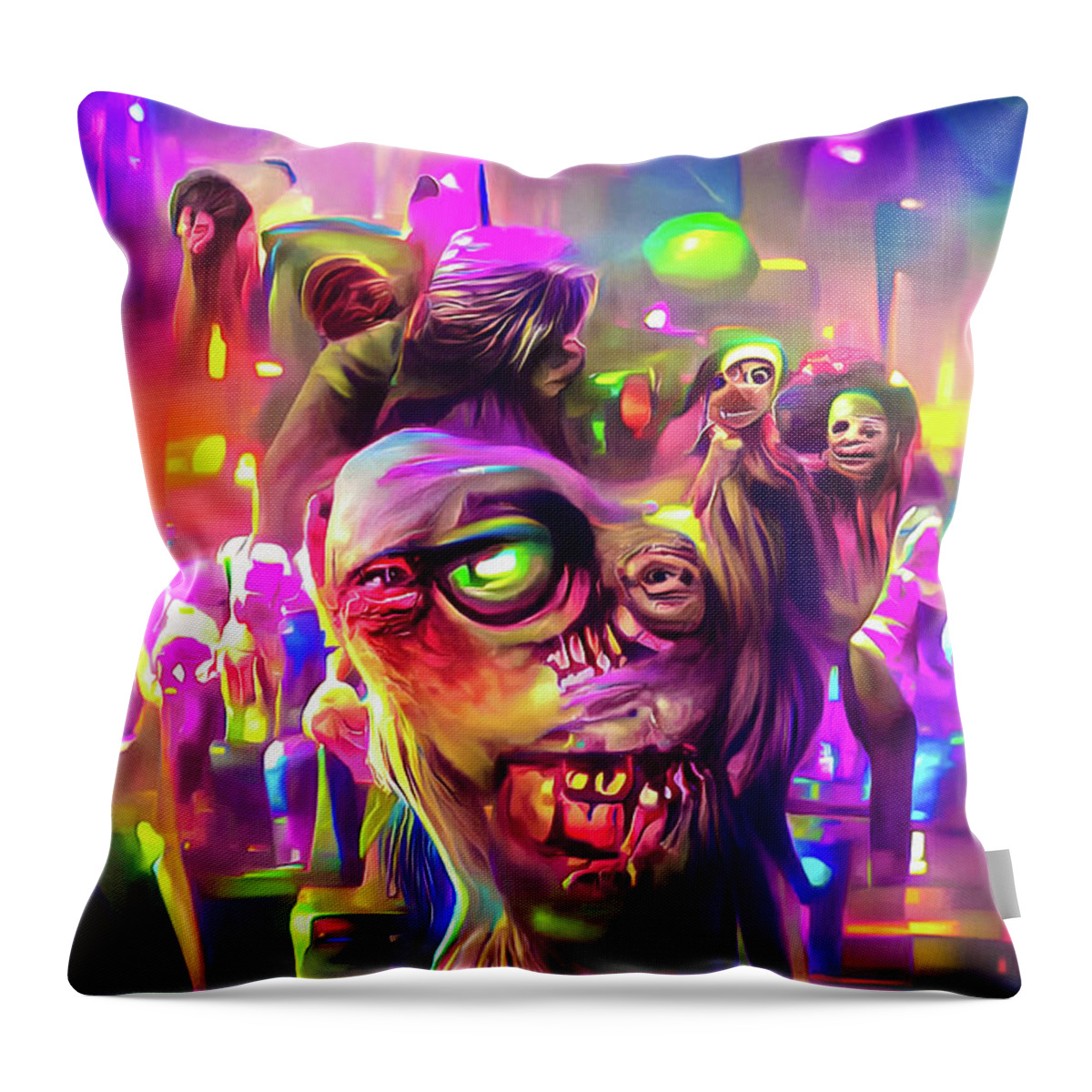 Zombie Throw Pillow featuring the digital art Zombie Disco 01 by Matthias Hauser