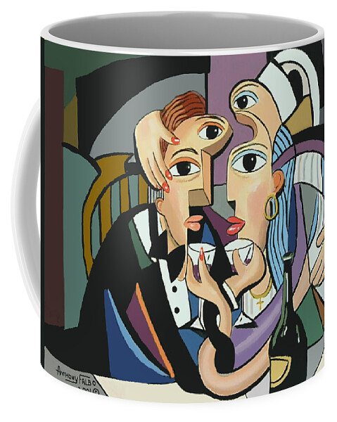 A Cubist Wedding Coffee Mug featuring the painting A Cubist Wedding by Anthony Falbo