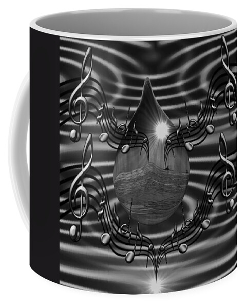 Angelic Coffee Mug featuring the digital art Angelic sounds on the waves BW by Barbara St Jean