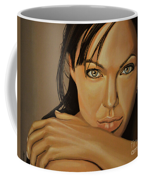 Angelina Jolie Coffee Mug featuring the painting Angelina Jolie 2 by Paul Meijering