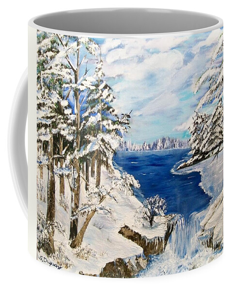 Lake Coffee Mug featuring the painting Blanket of Ice by Sharon Duguay