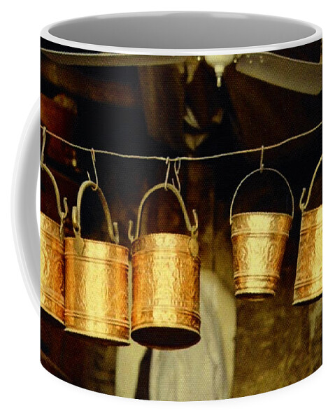 Iran Coffee Mug featuring the photograph Buckets at Esfahan Market by Shannon Story