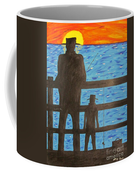Family Coffee Mug featuring the painting Father and Son Fishing by Jeffrey Koss