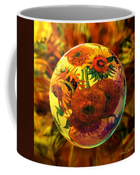  Sunflowers Coffee Mug featuring the digital art  Van Globing Inflorescence by Robin Moline