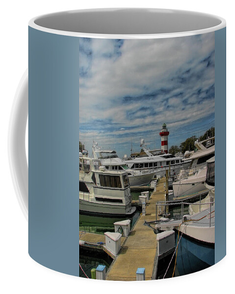 Lighthouse Coffee Mug featuring the photograph Harbour Town Yacht Basin #2 by Dale Kauzlaric
