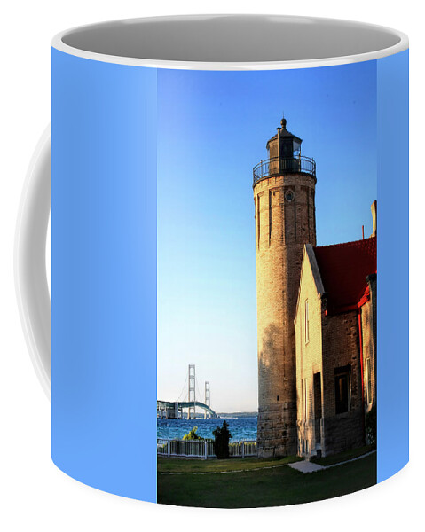Mi Coffee Mug featuring the photograph Mackinac Old lighthouse. by Pat Cook
