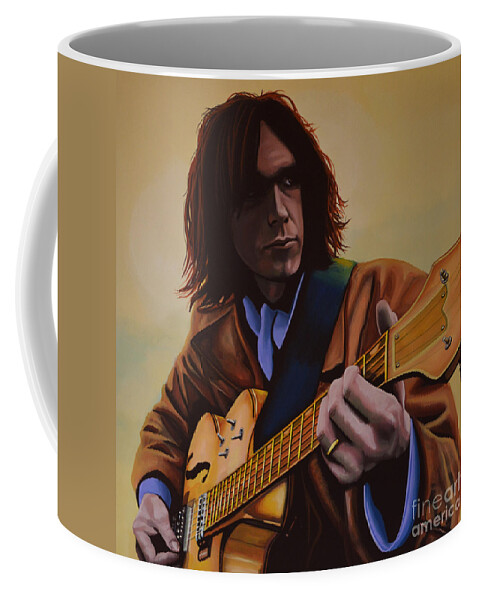 Neil Young Coffee Mug featuring the painting Neil Young Painting by Paul Meijering