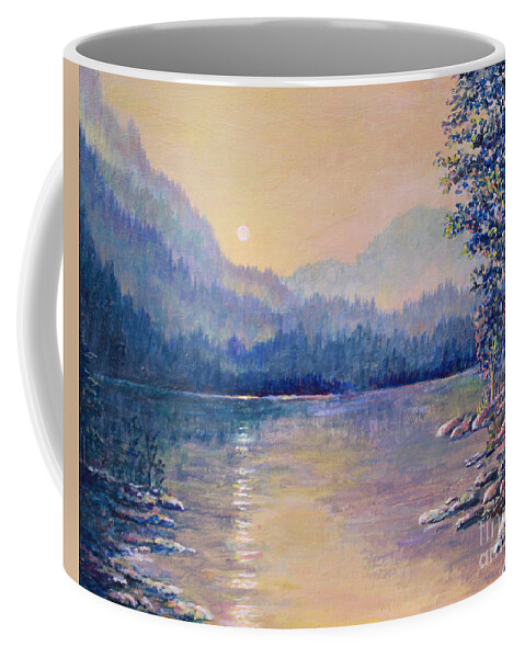 Sunset Water Reflections Coffee Mug featuring the painting Sunset Water Reflections by Lou Ann Bagnall