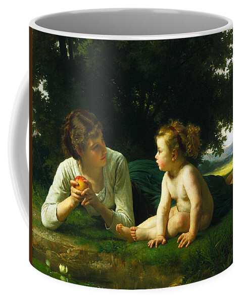 Temptation Coffee Mug featuring the painting Temptation #2 by William-Adolphe Bouguereau