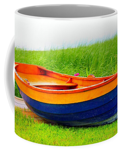 Row Boat Coffee Mug featuring the photograph Wood Row Boat by Judy Palkimas