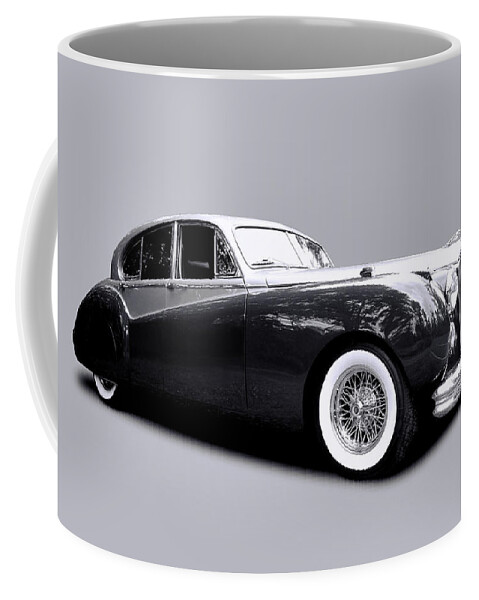 Black And White Photograph Coffee Mug featuring the photograph 1953 Jaguar MK VII by Allen Beatty