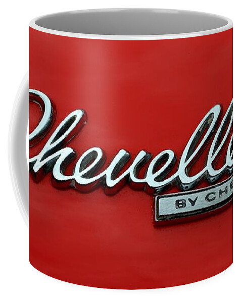 65 Chevy Coffee Mug featuring the photograph 1965 Chevy Chevelle Logo by Mary Deal