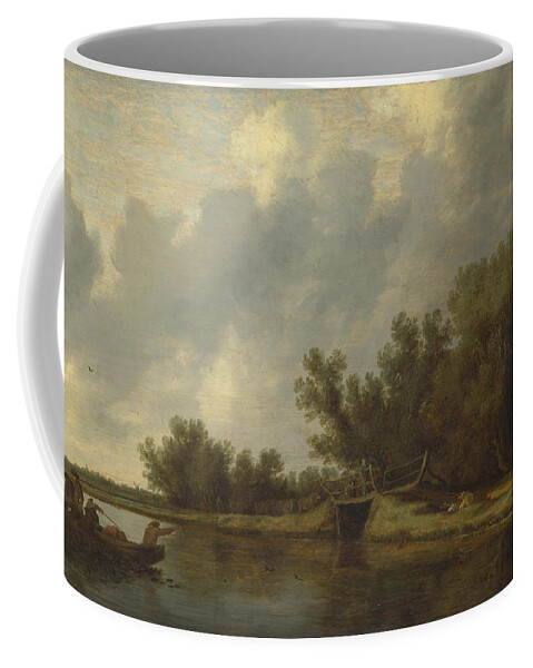 Theodore Rousseau Coffee Mug featuring the painting A Rocky Landscape by MotionAge Designs