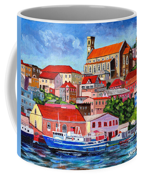 Grenada Coffee Mug featuring the painting A View Of The Carenage by Laura Forde