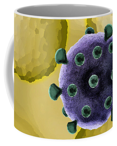 Science Coffee Mug featuring the photograph Aids Virus, Artwork #1 by Sigrid Gombert