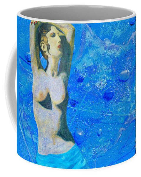 Modern Map Coffee Mug featuring the digital art Aphrodite and Cyprus Map #1 by Augusta Stylianou