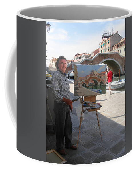 Ylli Haruni Coffee Mug featuring the photograph Artist at Work Venice by Ylli Haruni