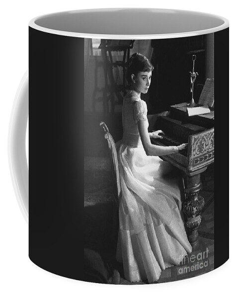 B&w Coffee Mug featuring the photograph Audrey Hepburn #3 by George Daniell
