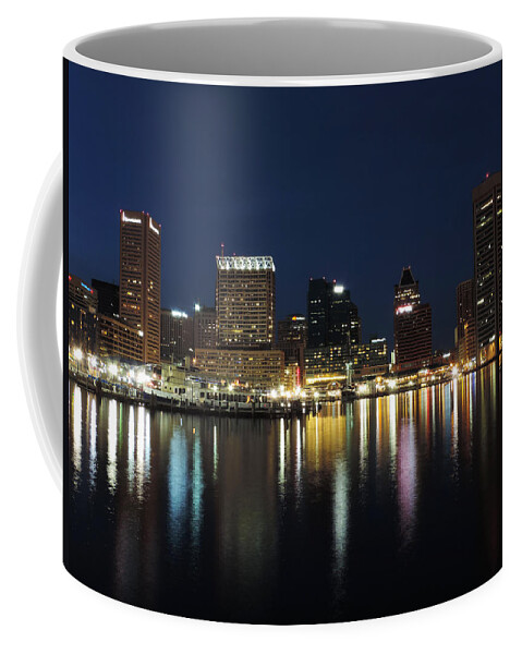 Baltimore Coffee Mug featuring the photograph Baltimore Skyline at Dusk on the Inner Harbor #1 by Cityscape Photography