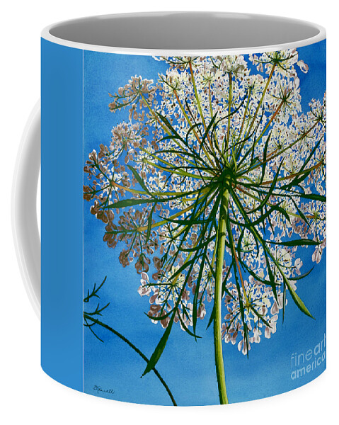 Flower Coffee Mug featuring the painting Beneath Queen Anne's Lace by Barbara Jewell
