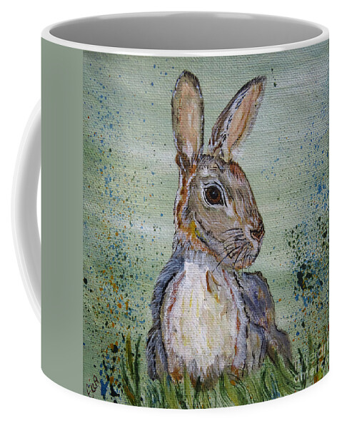 Rabbit Coffee Mug featuring the painting Bunny Rabbit by Ella Kaye Dickey