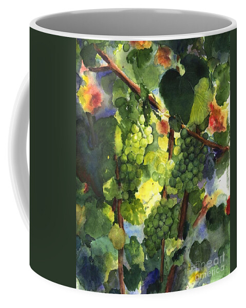 Green Grapes Coffee Mug featuring the painting Chardonnay au Soliel by Maria Hunt