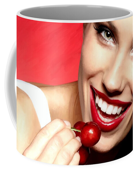 Girl Coffee Mug featuring the digital art Cherry Girl #1 by Gabriel T Toro