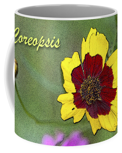Color Coffee Mug featuring the digital art Coreopsis Flower and Buds #3 by A Macarthur Gurmankin