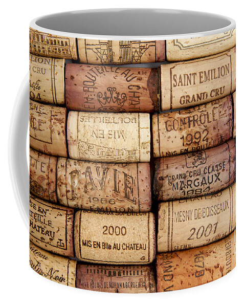 Vertical; Concept; French Wine; Wine; Vintage Wine; A Great Wine; Wine Growing; Heartland; Alcohol; Cork; Vintage; Many; Several; Red Wine; Old; To Drink; Liquid; Pleasure; Enjoyment; Grand Cru; Wine Tasting Session; To Taste; Way Of Life Coffee Mug featuring the photograph Corks #1 by Bernard Jaubert