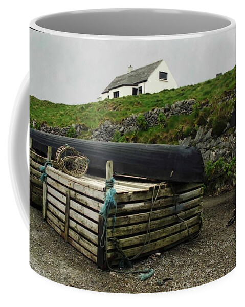 Ireland Coffee Mug featuring the photograph Cottage and Currach by Peggy Dietz