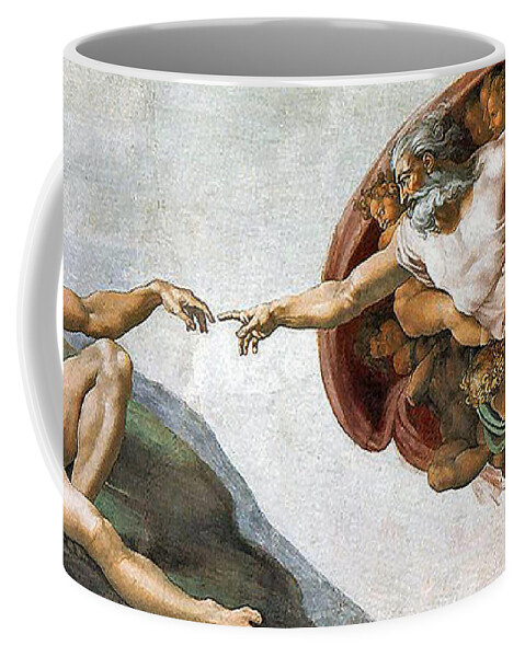 Creation Of Adam Coffee Mug featuring the painting Creation of Adam by Michelangelo Buonarroti