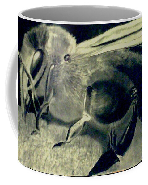 Bee Coffee Mug featuring the drawing Daddy's Baby Bee by Suzanne Berthier
