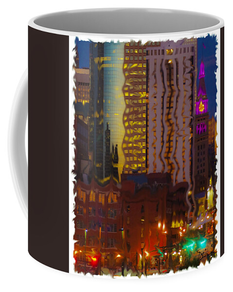 Denver Coffee Mug featuring the photograph Denver at Nite #1 by Peggy Dietz
