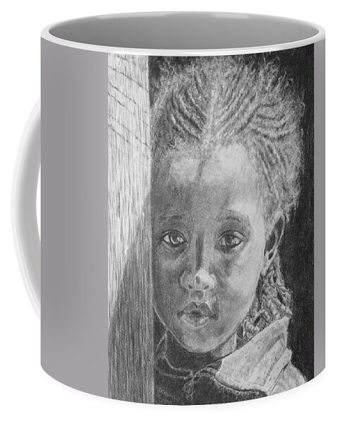 Girl Coffee Mug featuring the drawing Ethiopias Future by Quwatha Valentine