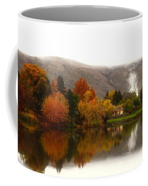 Fog Coffee Mug featuring the photograph Foggy Fall morning #2 by Lynn Hopwood