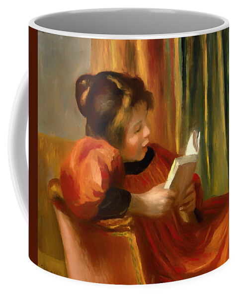 Pierre-auguste Renoir Coffee Mug featuring the painting Girl Reading #2 by Pierre-Auguste Renoir