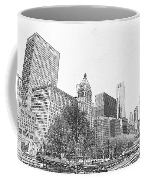 Grant Park Chicago Coffee Mug featuring the drawing Grant Park Chicago by Dejan Jovanovic