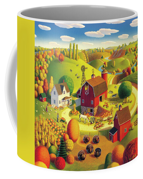  Harvest Landscape Coffee Mug featuring the painting Harvest Bounty by Robin Moline
