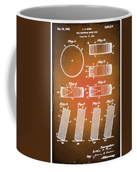 Hockey Coffee Mug featuring the drawing Hockey Puck Patent Blueprint Drawing Sepia by Tony Rubino
