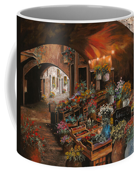 Flower Market Coffee Mug featuring the painting Il Mercato Dei Fiori by Guido Borelli