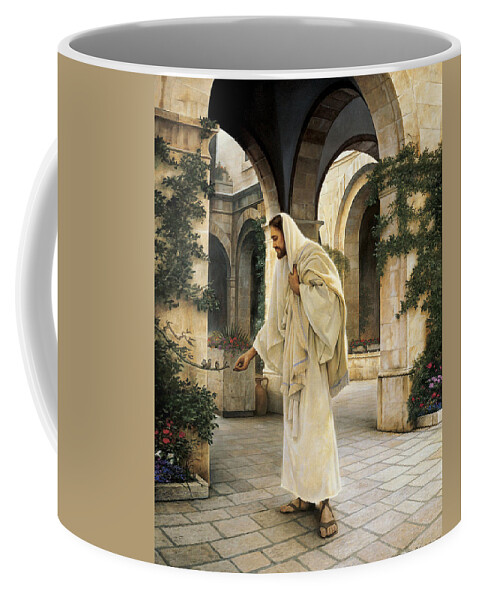 Jesus Coffee Mug featuring the painting In His Constant Care #1 by Greg Olsen