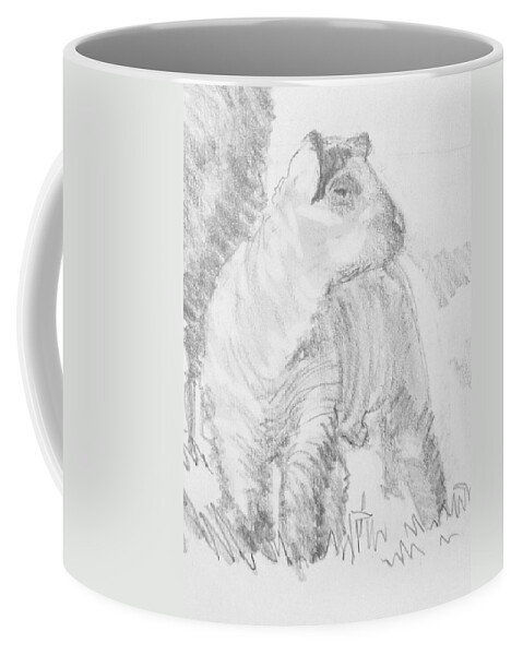 Lamb Coffee Mug featuring the drawing Lamb #1 by Mike Jory