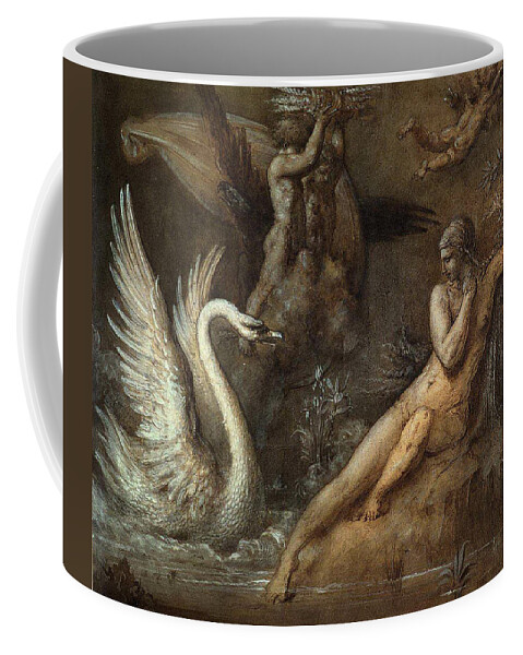 Gustave Moreau Coffee Mug featuring the drawing Leda and the Swan #1 by Gustave Moreau